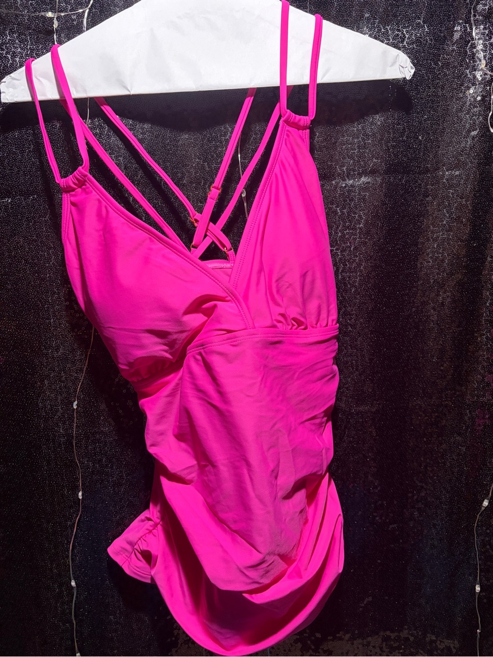 Bright Hot Pink Strappy Tankini TOP